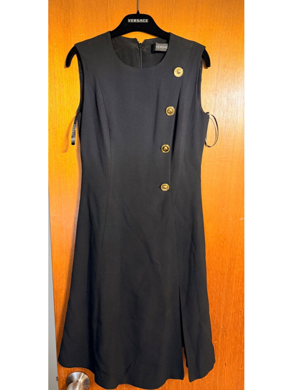 VERSACE Black Sleeveless Dress A89546S Size 36 Authentic